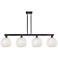 Arcadia White Mouchette 53"W 4 Light Matte Black Stem Island Light