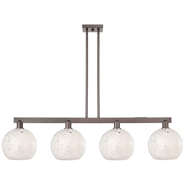 Image 1 Arcadia White Mouchette 53"W 4 Light Oiled Bronze Stem Island Light