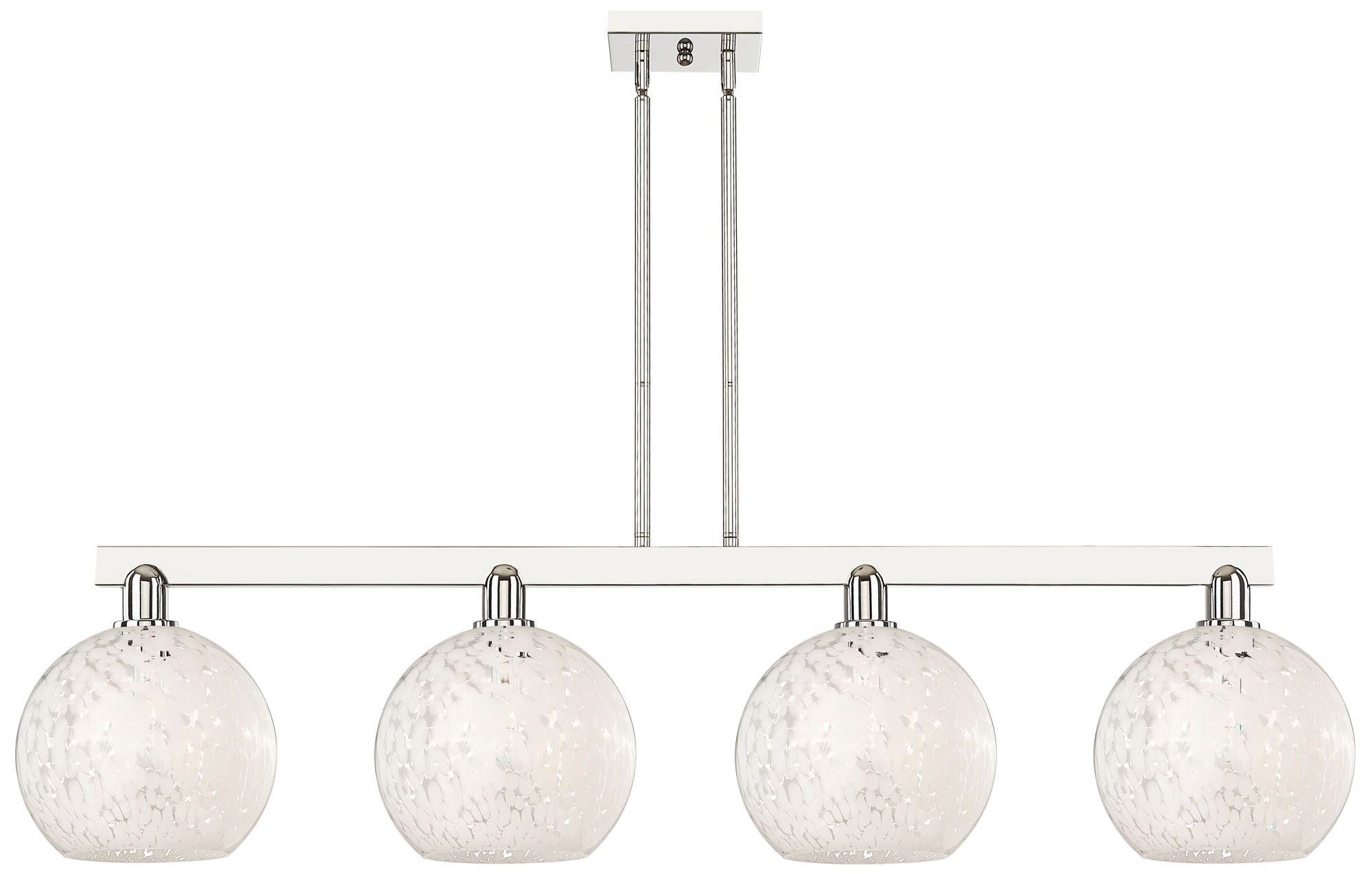 Arcadia White Mouchette 53"W 4 Light Polished Nickel Stem Island Light