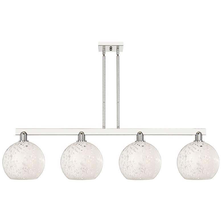Image 1 Arcadia White Mouchette 53"W 4 Light Polished Nickel Stem Island Light