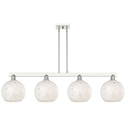 Arcadia White Mouchette 53"W 4 Light Polished Nickel Stem Island Light