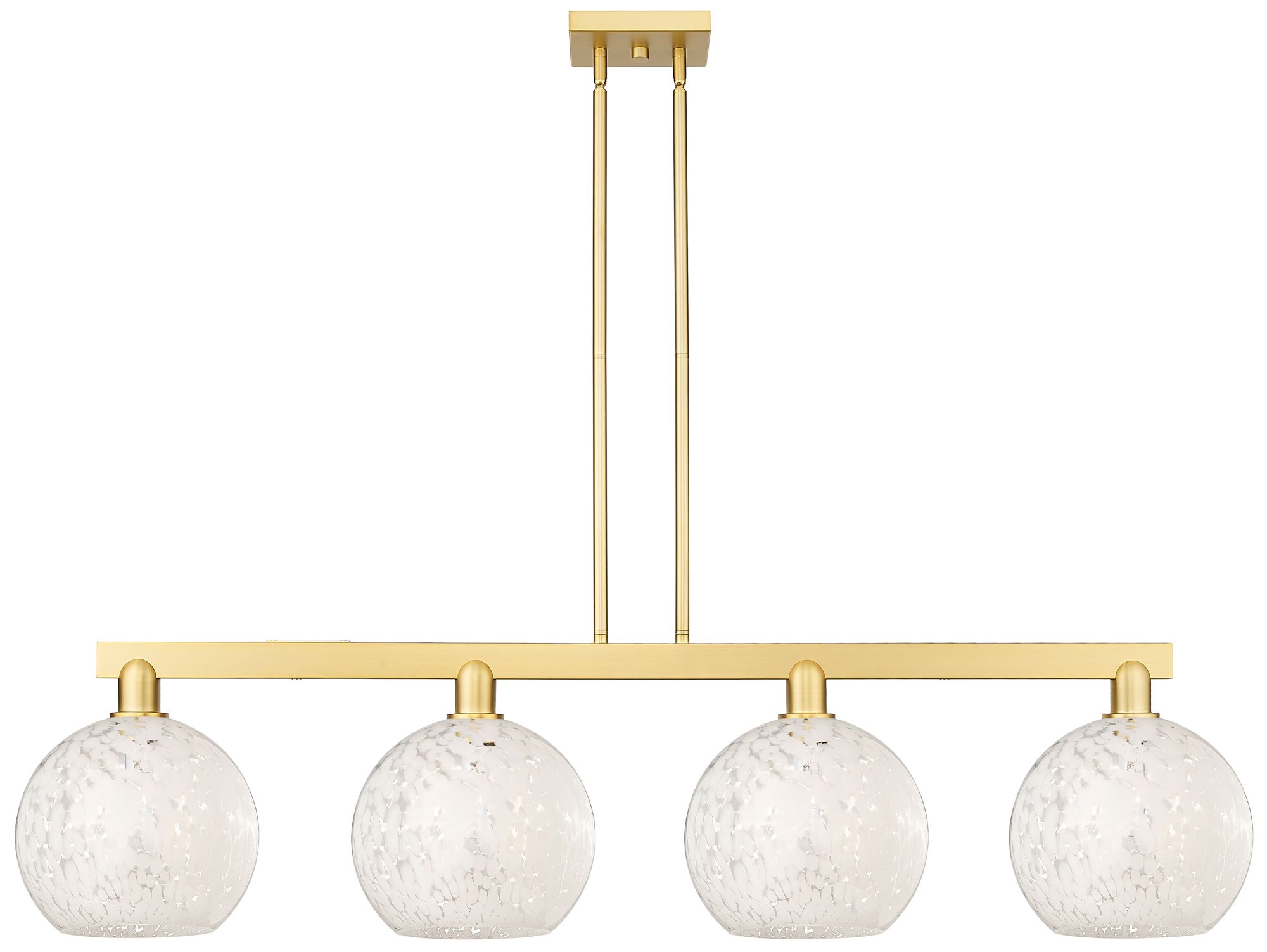 Arcadia White Mouchette 53"W 4 Light Satin Gold Stem Hung Island Light
