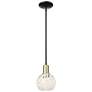Arcadia White Mouchette 6"W Black Antique Brass Stem Hung Mini Pendant
