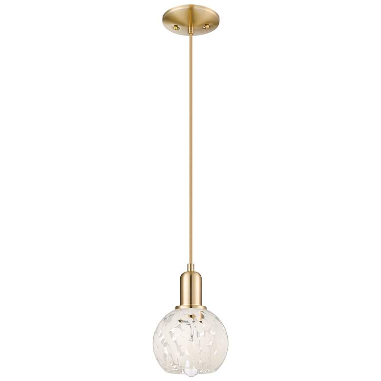 Image 1 Arcadia White Mouchette 6"W Champagne Bronze Cord Hung Mini Pendant