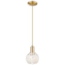 Arcadia White Mouchette 6"W Champagne Bronze Cord Hung Mini Pendant