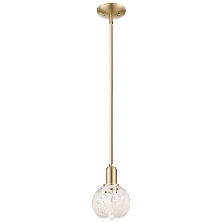 Image 1 Arcadia White Mouchette 6"W Champagne Bronze Stem Hung Mini Pendant