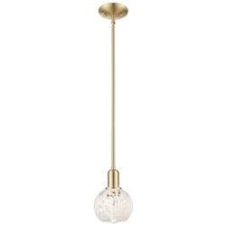 Arcadia White Mouchette 6"W Champagne Bronze Stem Hung Mini Pendant