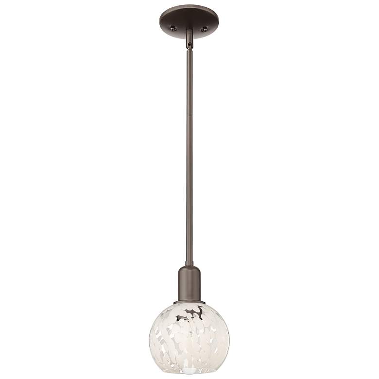 Image 1 Arcadia White Mouchette 6"W Oil Rubbed Bronze Cord Hung Mini Pendant