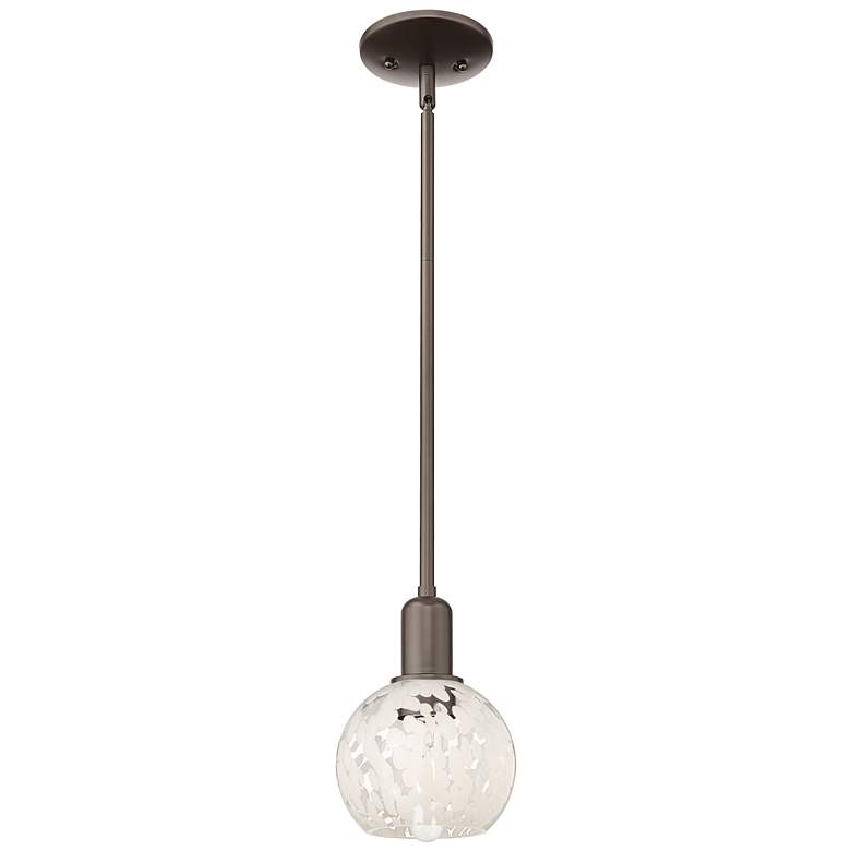 Image 1 Arcadia White Mouchette 6"W Oil Rubbed Bronze Stem Hung Mini Pendant