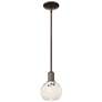 Arcadia White Mouchette 6"W Oil Rubbed Bronze Stem Hung Mini Pendant