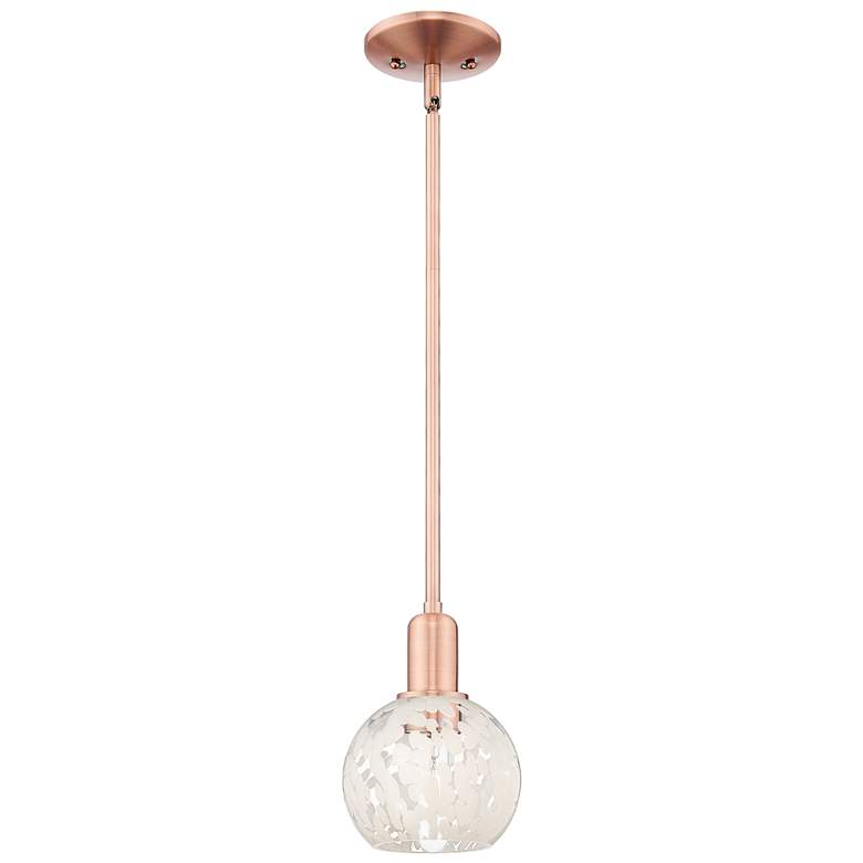 Image 1 Arcadia White Mouchette 6" Wide Antique Copper Stem Hung Mini Pendant
