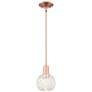 Arcadia White Mouchette 6" Wide Antique Copper Stem Hung Mini Pendant