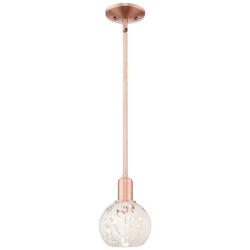 Arcadia White Mouchette 6" Wide Antique Copper Stem Hung Mini Pendant