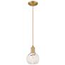 1_Arcadia White Mouchette 6" Wide Brushed Brass Cord Hung Mini Pendant