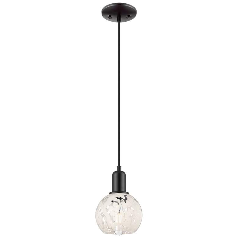 Image 1 Arcadia White Mouchette 6" Wide Matte Black Cord Hung Mini Pendant