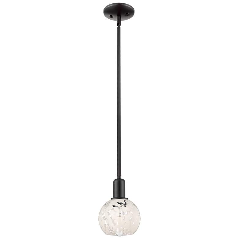 Image 1 Arcadia White Mouchette 6" Wide Matte Black Stem Hung Mini Pendant