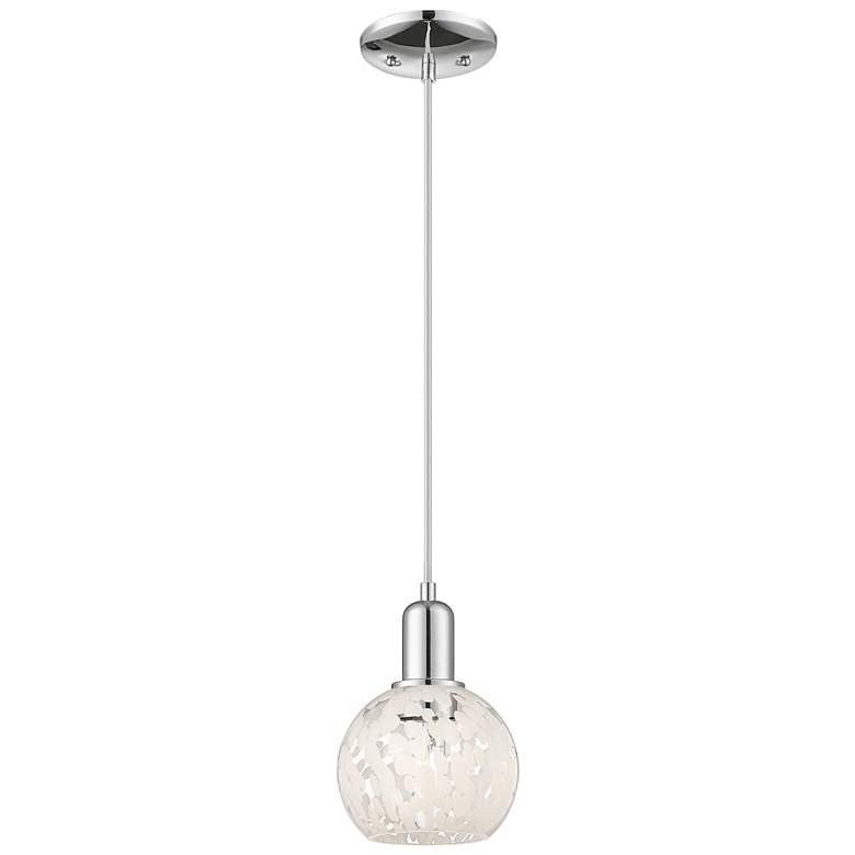 Image 1 Arcadia White Mouchette 6" Wide Polished Chrome Cord Hung Mini Pendant