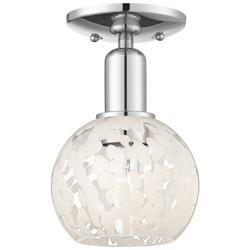 Arcadia White Mouchette 6" Wide Polished Chrome Semi.Flush Mount With