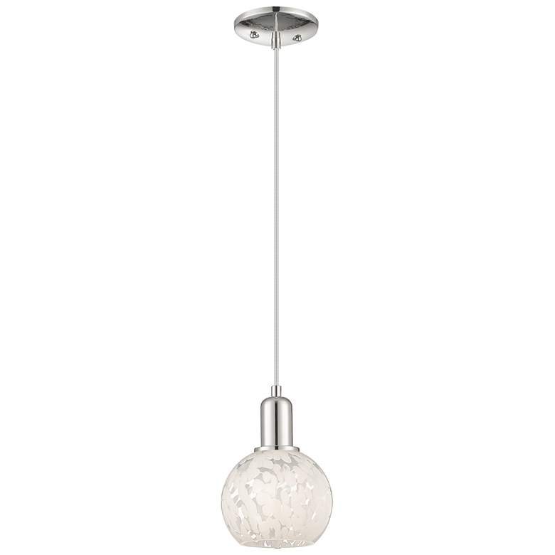 Image 1 Arcadia White Mouchette 6" Wide Polished Nickel Cord Hung Mini Pendant