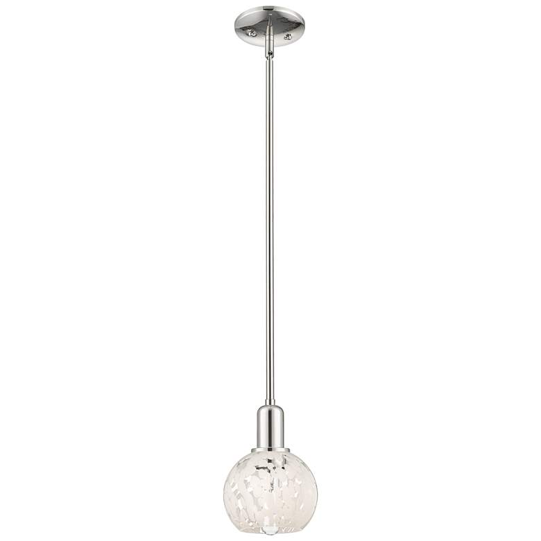 Image 1 Arcadia White Mouchette 6" Wide Polished Nickel Stem Hung Mini Pendant