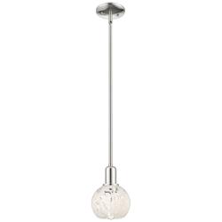 Arcadia White Mouchette 6" Wide Polished Nickel Stem Hung Mini Pendant