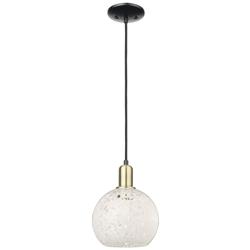 Arcadia White Mouchette 8"W Black Antique Brass Cord Hung Mini Pendant