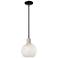 Arcadia White Mouchette 8"W Black Antique Brass Stem Hung Mini Pendant