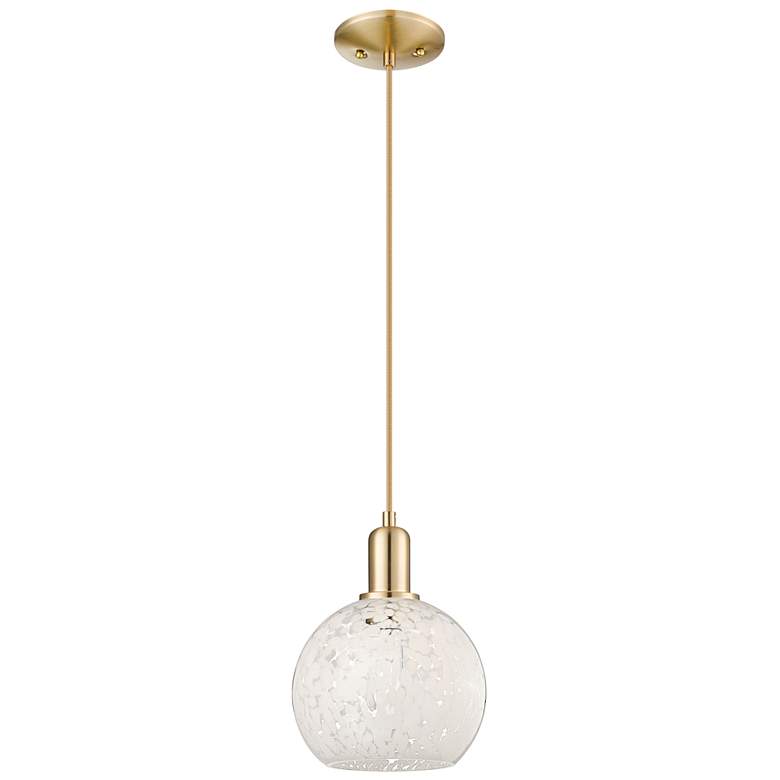 Image 1 Arcadia White Mouchette 8"W Champagne Bronze Cord Hung Mini Pendant