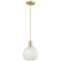 Arcadia White Mouchette 8"W Champagne Bronze Cord Hung Mini Pendant