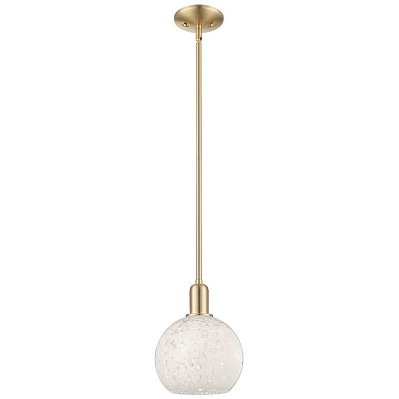 Image 1 Arcadia White Mouchette 8"W Champagne Bronze Stem Hung Mini Pendant