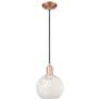 1_Arcadia White Mouchette 8" Wide Antique Copper Cord Hung Mini Pendant