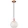 Arcadia White Mouchette 8" Wide Antique Copper Cord Hung Mini Pendant