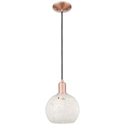 Arcadia White Mouchette 8" Wide Antique Copper Cord Hung Mini Pendant