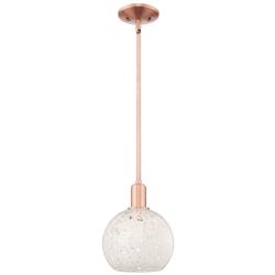 Arcadia White Mouchette 8" Wide Antique Copper Stem Hung Mini Pendant