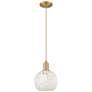 1_Arcadia White Mouchette 8" Wide Brushed Brass Cord Hung Mini Pendant