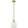 Arcadia White Mouchette 8" Wide Brushed Brass Stem Hung Mini Pendant