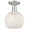 Arcadia White Mouchette 8" Wide Brushed Satin Nickel Semi.Flush Mount