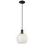 1_Arcadia White Mouchette 8" Wide Matte Black Cord Hung Mini Pendant