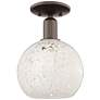 Arcadia White Mouchette 8" Wide Oil Rubbed Bronze Semi.Flush Mount
