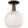 Arcadia White Mouchette 8" Wide Oil Rubbed Bronze Semi.Flush Mount
