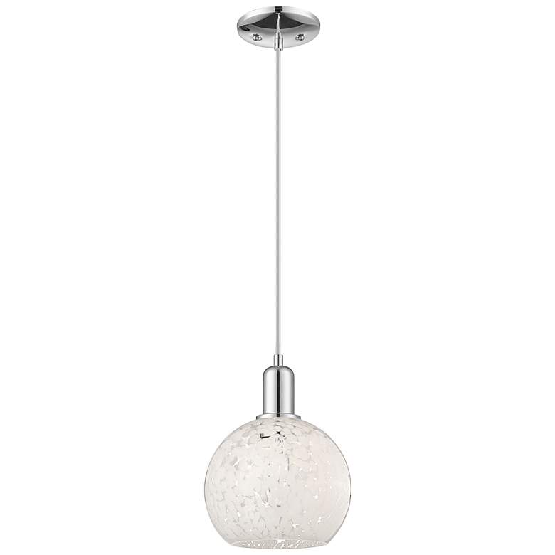 Image 1 Arcadia White Mouchette 8" Wide Polished Chrome Cord Hung Mini Pendant
