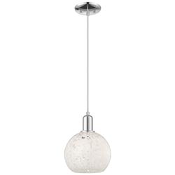 Arcadia White Mouchette 8" Wide Polished Chrome Cord Hung Mini Pendant