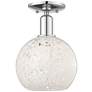 Arcadia White Mouchette 8" Wide Polished Chrome Semi.Flush Mount With