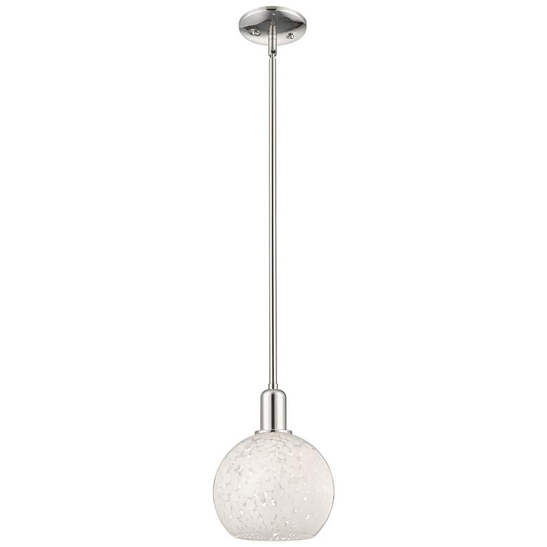 Image 1 Arcadia White Mouchette 8" Wide Polished Nickel Stem Hung Mini Pendant