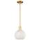 Arcadia White Mouchette 8" Wide Satin Gold Stem Hung Mini Pendant
