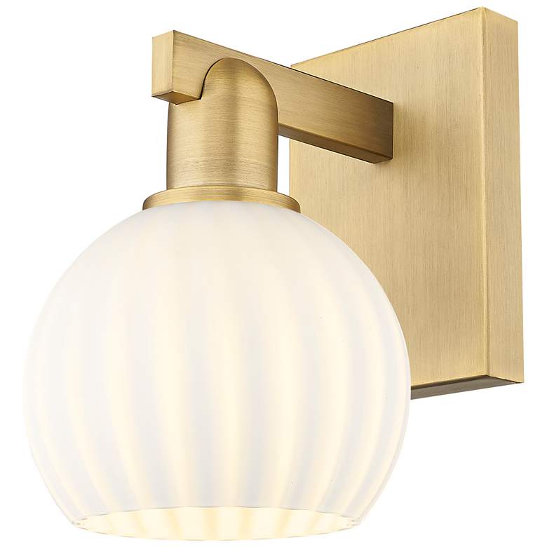 Image 1 Arcadia White Venetian 10" High Brushed Brass Sconce With