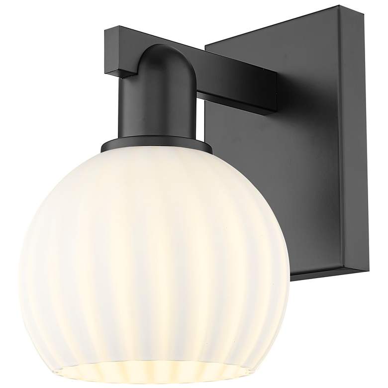 Image 1 Arcadia White Venetian 10" High Matte Black Sconce With