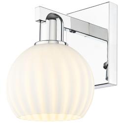 Arcadia White Venetian 10" High Polished Chrome Sconce With