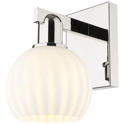 Arcadia White Venetian 10" High Polished Nickel Sconce With