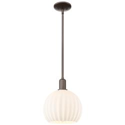 Arcadia White Venetian 10"W Oil Rubbed Bronze Stem Hung Mini Pendant